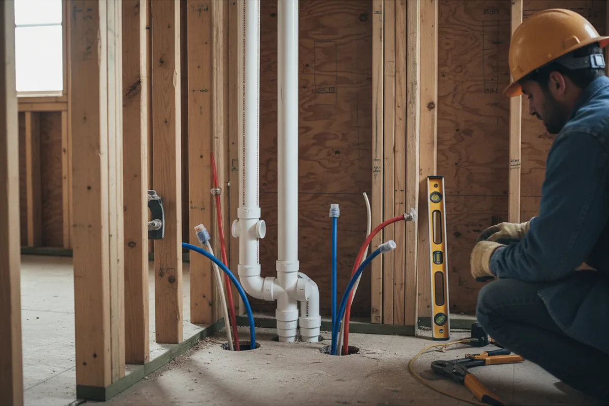 Drain and supply rough-in during Drain Cleaning in Given