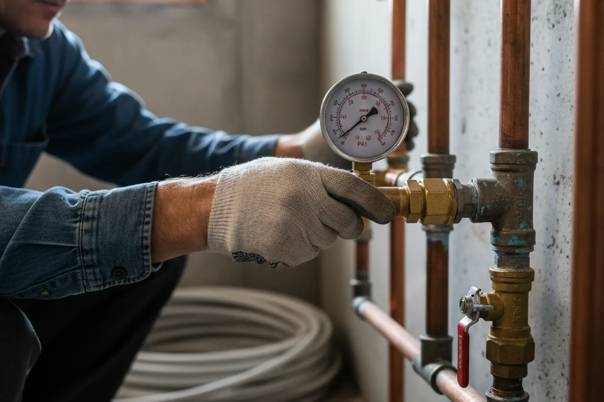 Pressure testing a repaired line during Water Line Repair in Given
